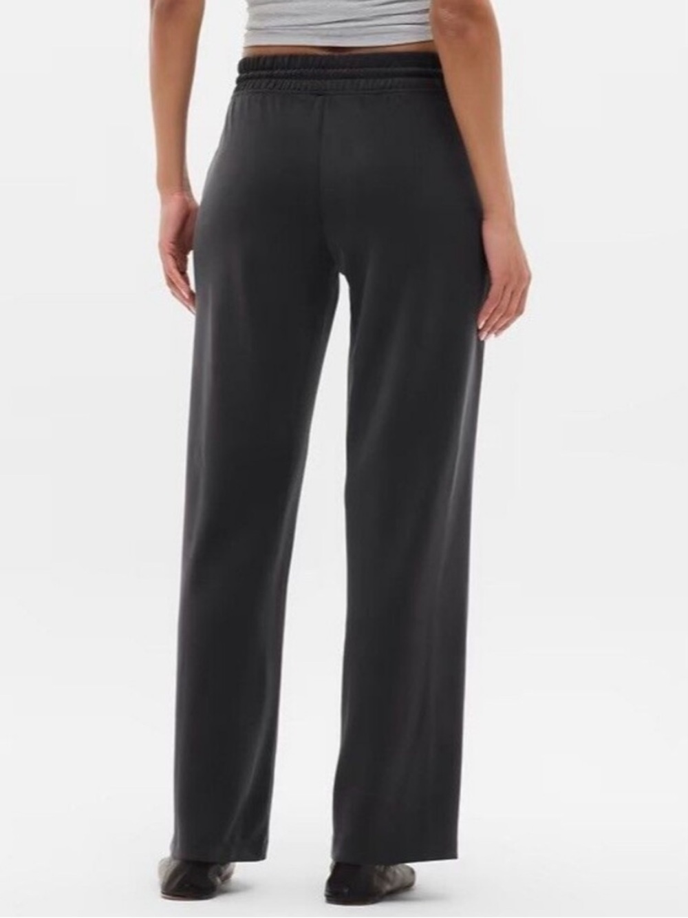 Athleta Seasoft Mid Rise Straight Leg Sweatpant Pant Washed Black Dark Grey M - Picture 2 of 10